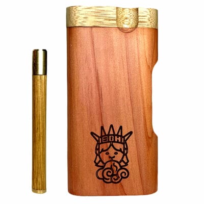 FREE ONE-HITTER 1 3 6 12 48 PC AWD006 PLAIN LIGHT WOODEN TOBACCO DUGOUT 4" 