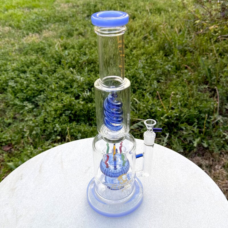Thick Glass Bong with Percolator and Whimsical Colorful Spires | Best One Hitters