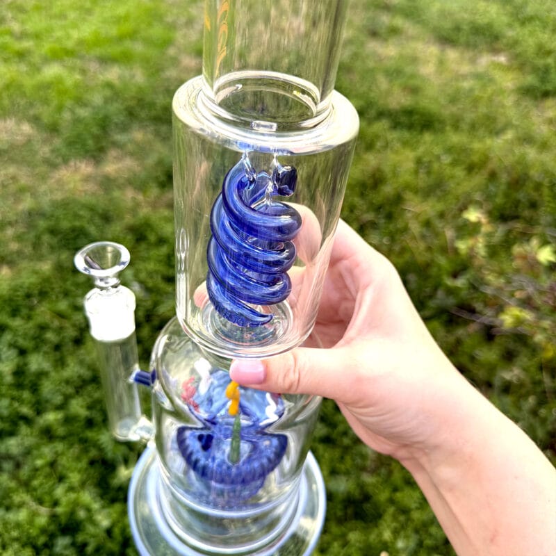 Thick Glass Bong with Percolator and Whimsical Colorful Spires | Best One Hitters