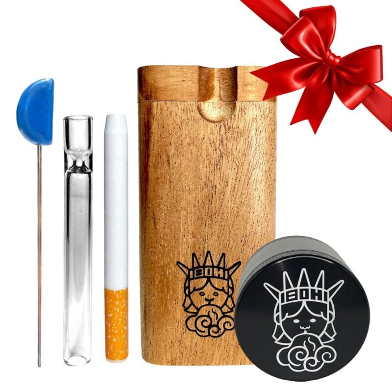 One-Hitter-Dugout-Gift-Box-Mahogany Weed Gift Set One Hitter Dugout Box